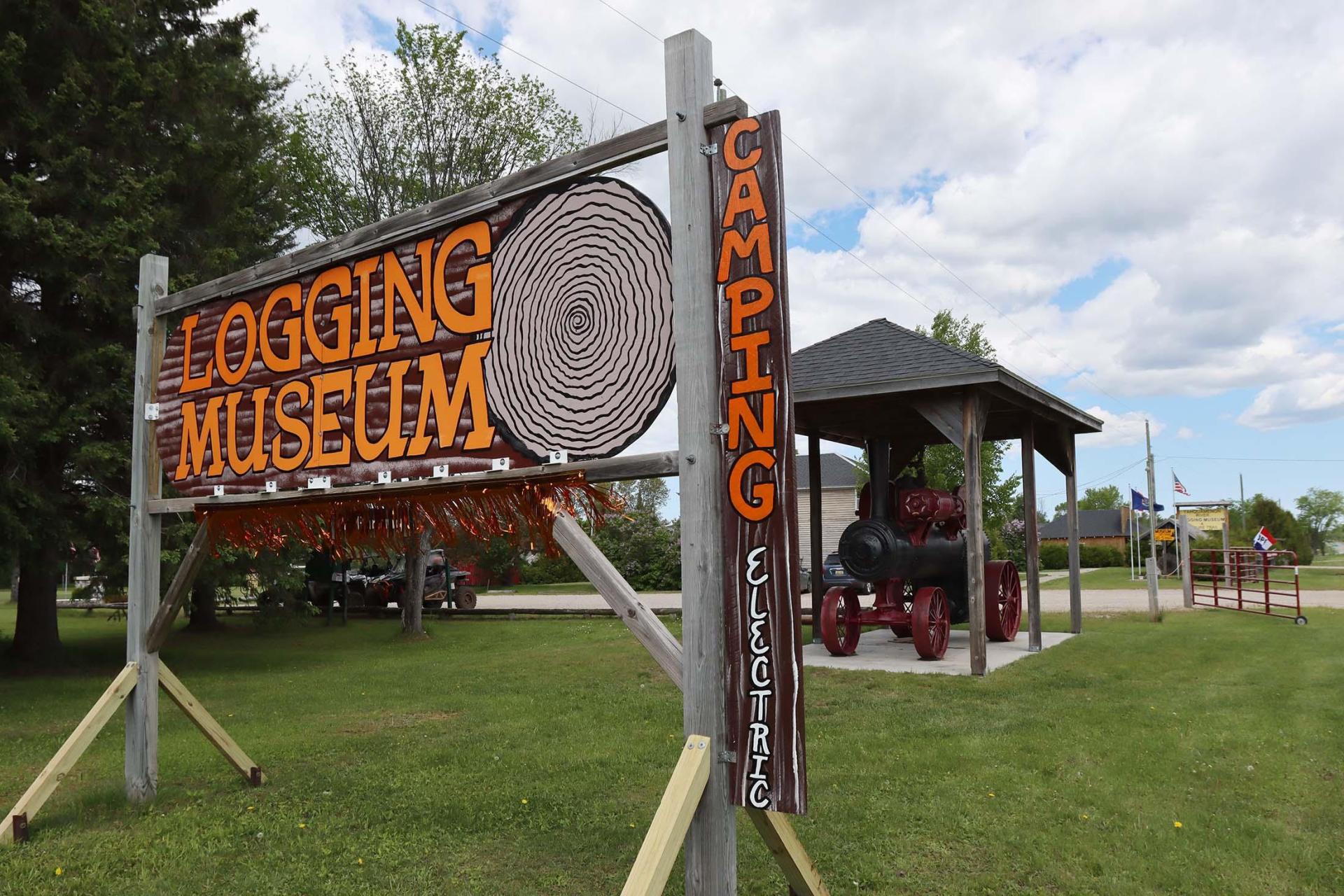 Entry sign at Tahquamenon Logging Museum